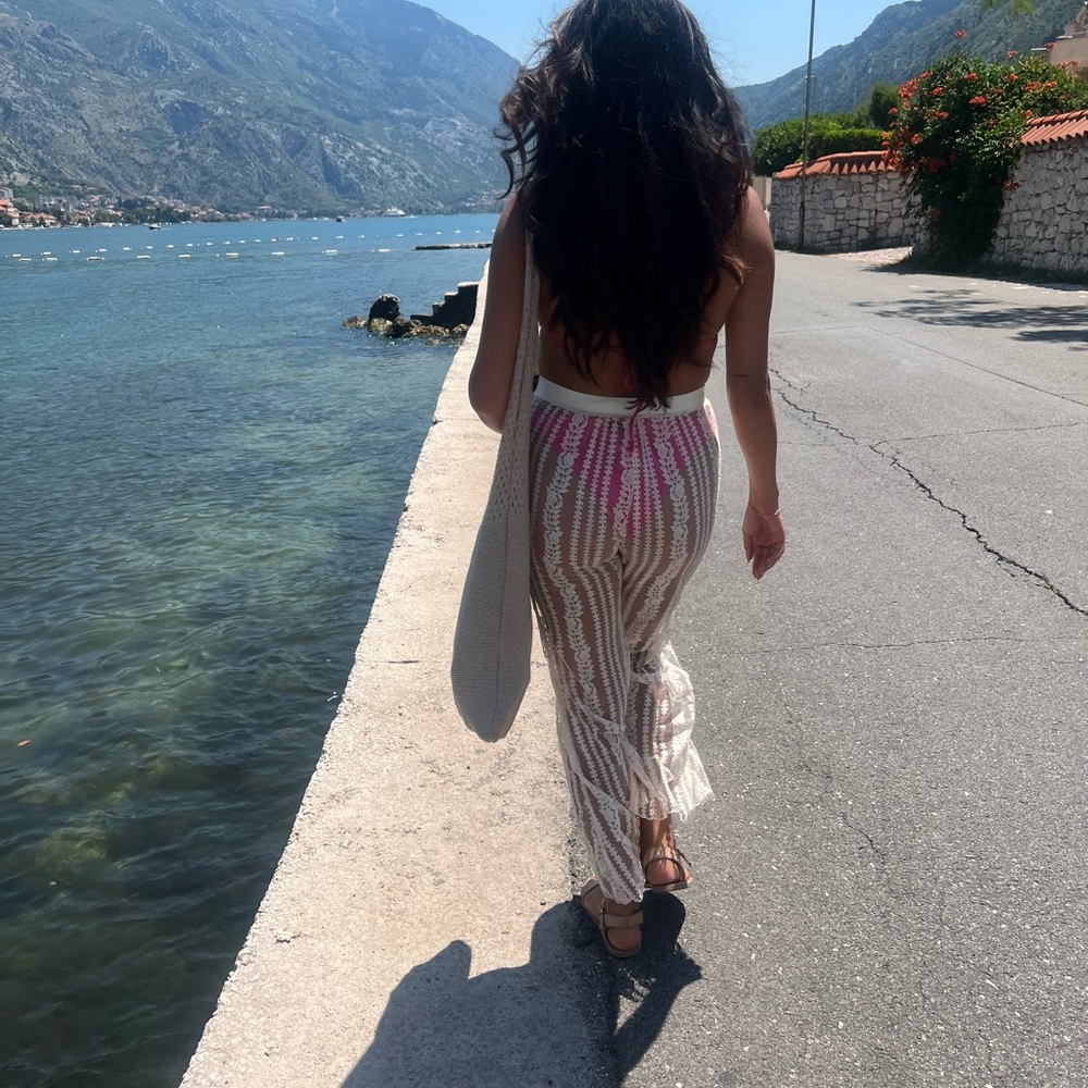 Sheer cream Beach Cover-Up Pants